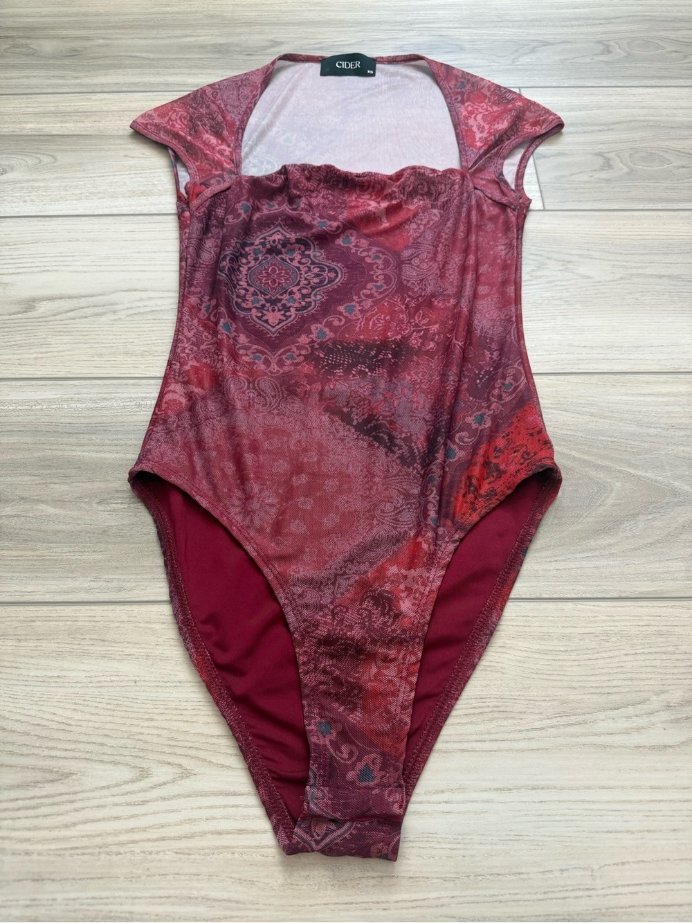 NWOT Cider Mesh Aztec Square Neck Bodysuit - Picture 5 of 7